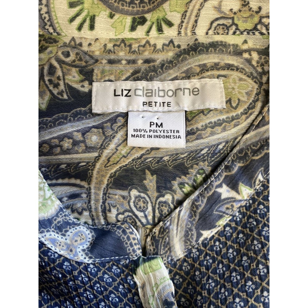 Liz Claiborne Sheer Paisley Print Button Up Blouse Size Petite Med. - Picture 3 of 4